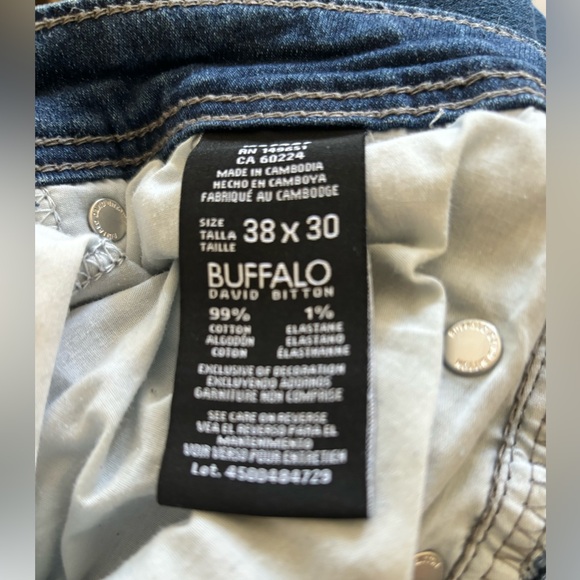 David Britton BUFFALO Dark Wash Denim 5PKT JACKSON Straight Jeans 38”X 30” - Picture 11 of 15